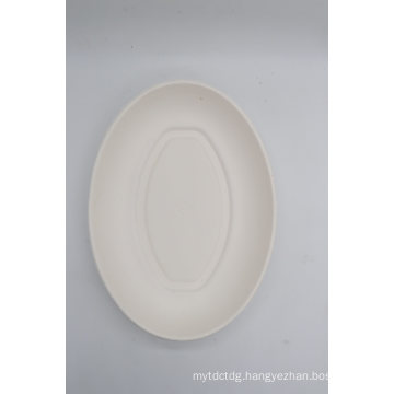 Wholesale Biodegradable Sugarcane Oval Plates Disposable Bagasse Dish Tableware Lunch Tray